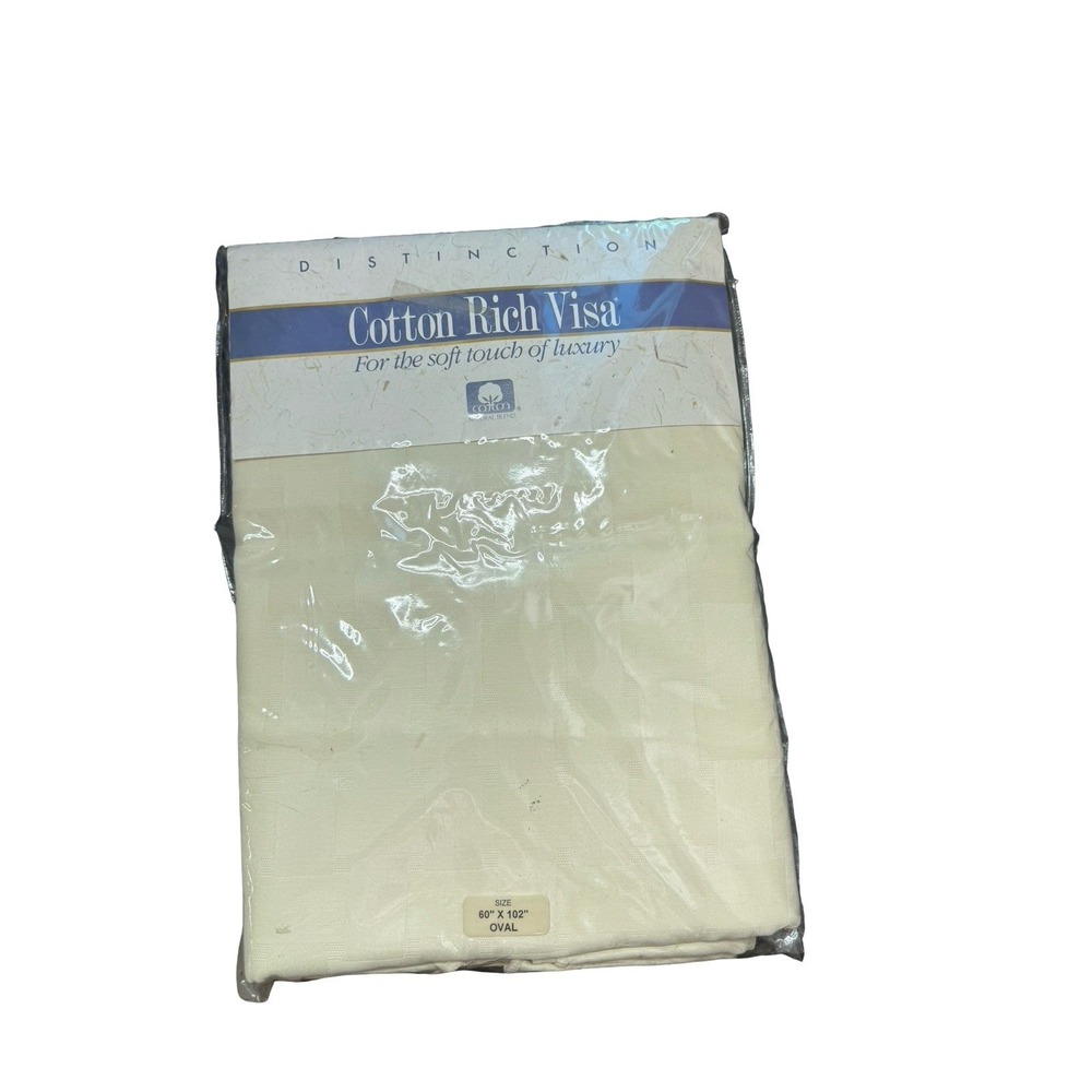 Distinction Cotton Rich Visa Cotton oval 60-102" ecru‎ off white tablecloth new